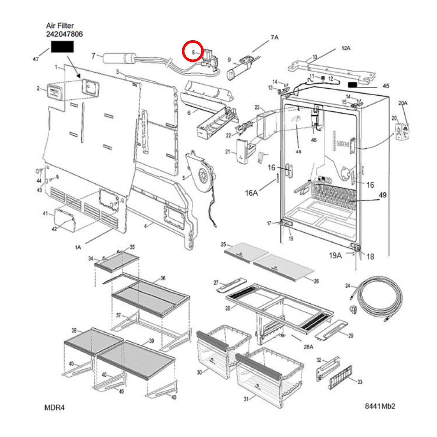 140019837024 Electrolux, Westinghouse Fridge Double Water Valve 20W - A01983702