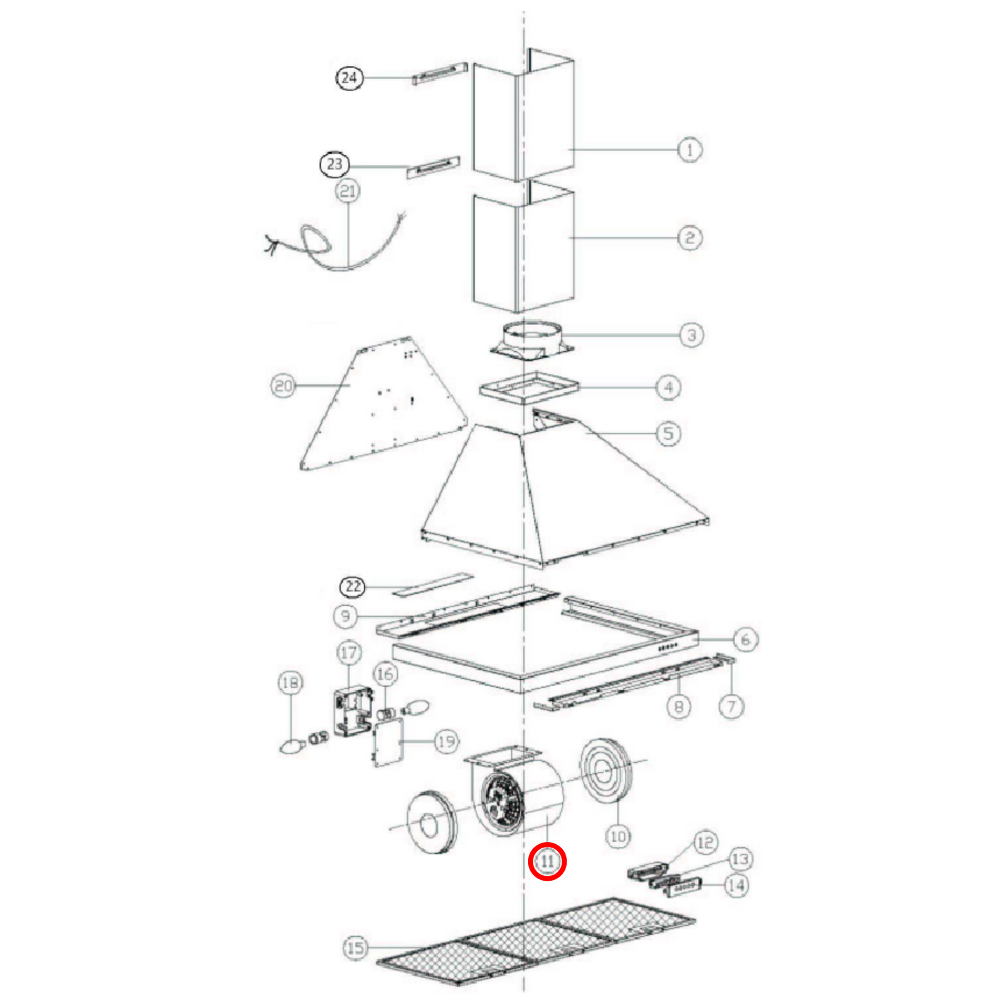 1400200524A Euromaid, Venini Rangehood C9 Motor Assembly