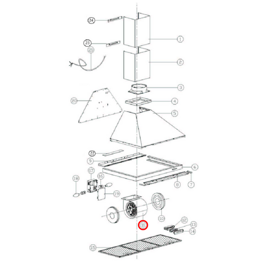 1400200524A Euromaid, Venini Rangehood C9 Motor Assembly