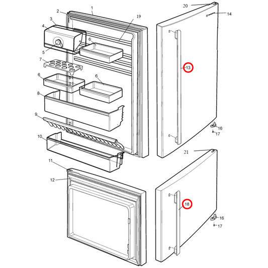 140023448024 Westinghouse Fridge Door Handle Assembly - A02344802