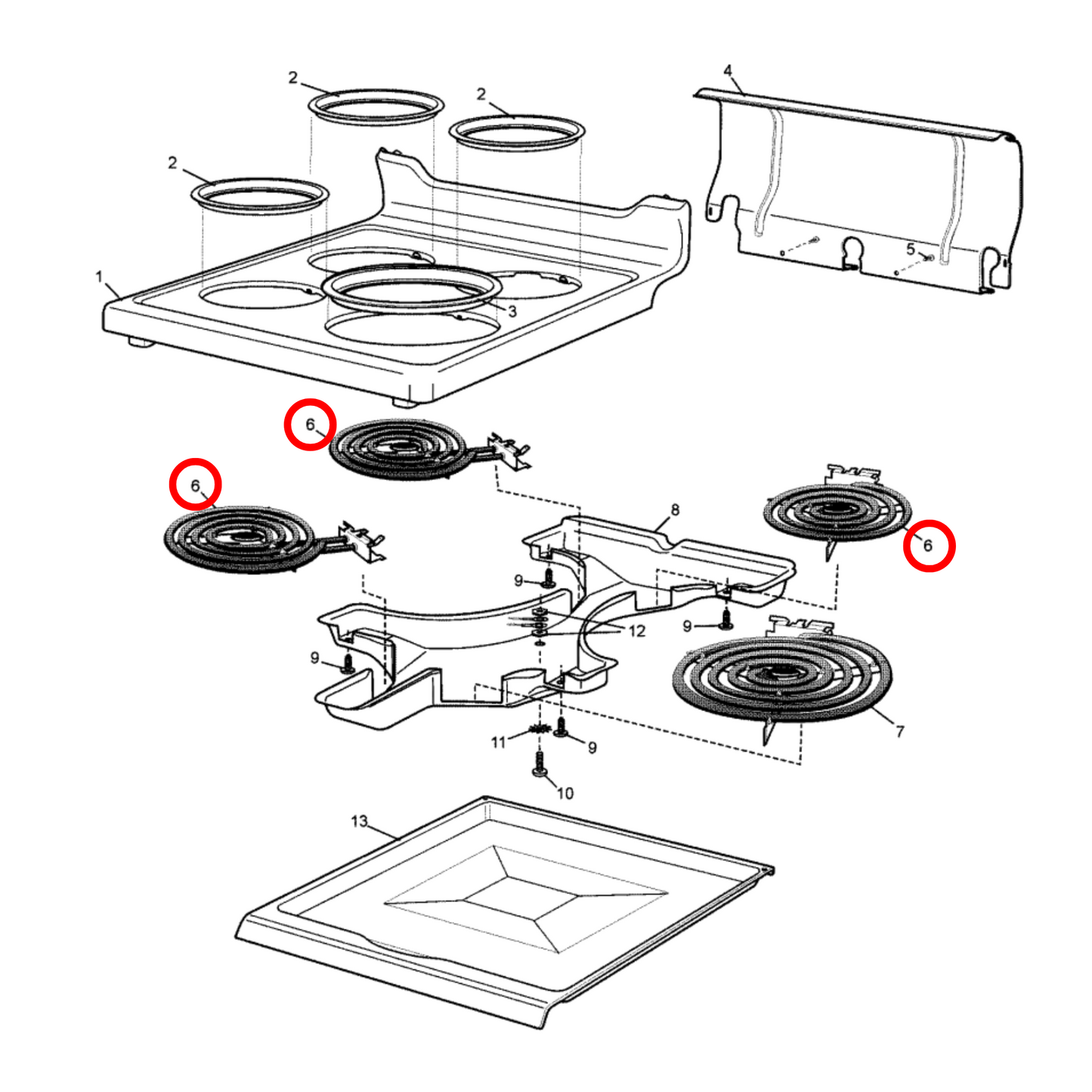 140101085011 Chef, Electrolux, Simpson, Westinghouse Cooktop Heating Element 160Mm 1250W - A10108501