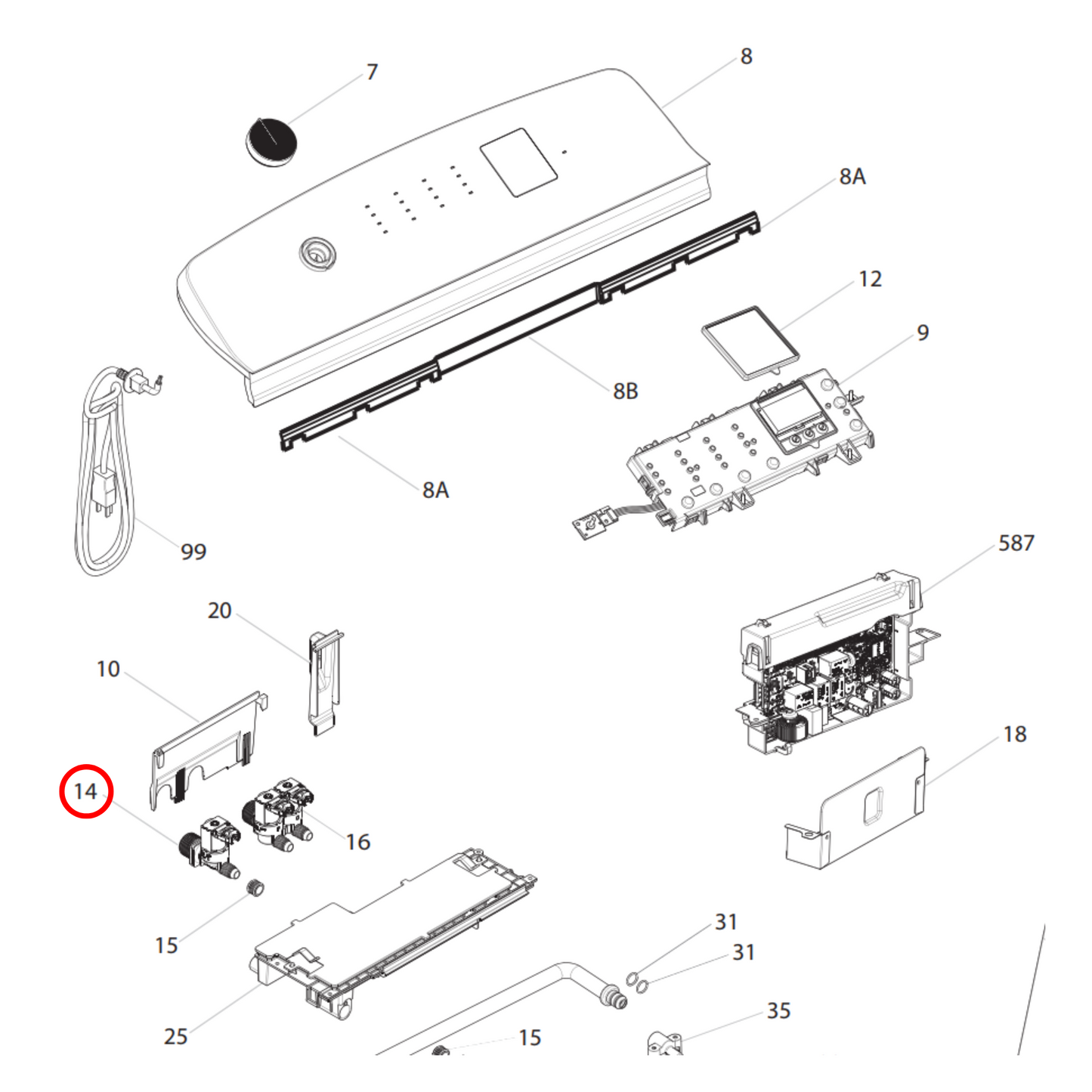 140207155015 Westinghouse Washing Machine Single Hot Inlet Valve - A20715501