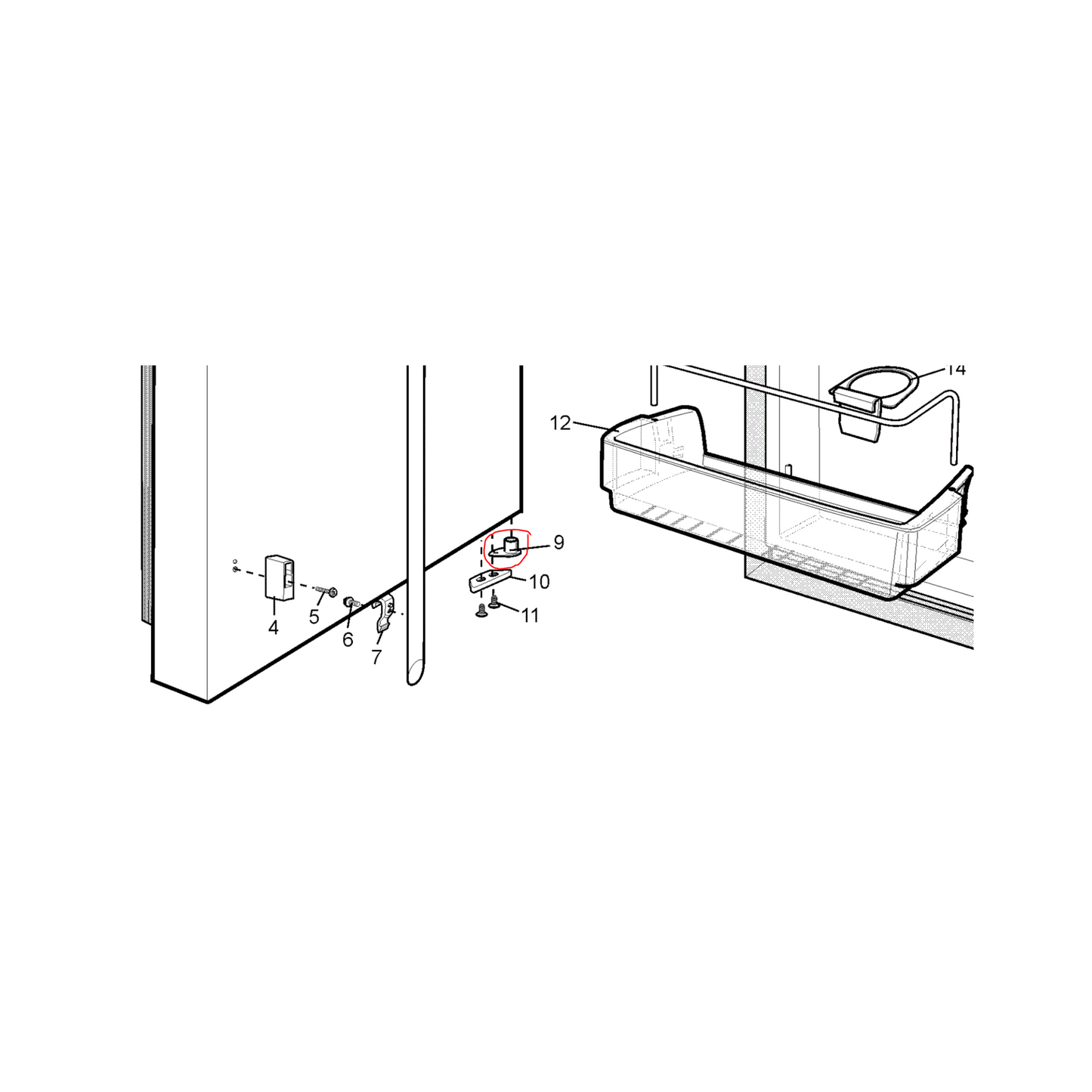 1445804 Electrolux, Westinghouse Fridge Door Close Thimble Big - 1445795