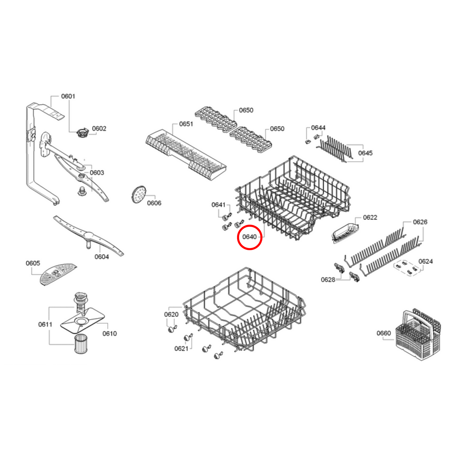 20000272 Bosch Dishwasher Upper Basket