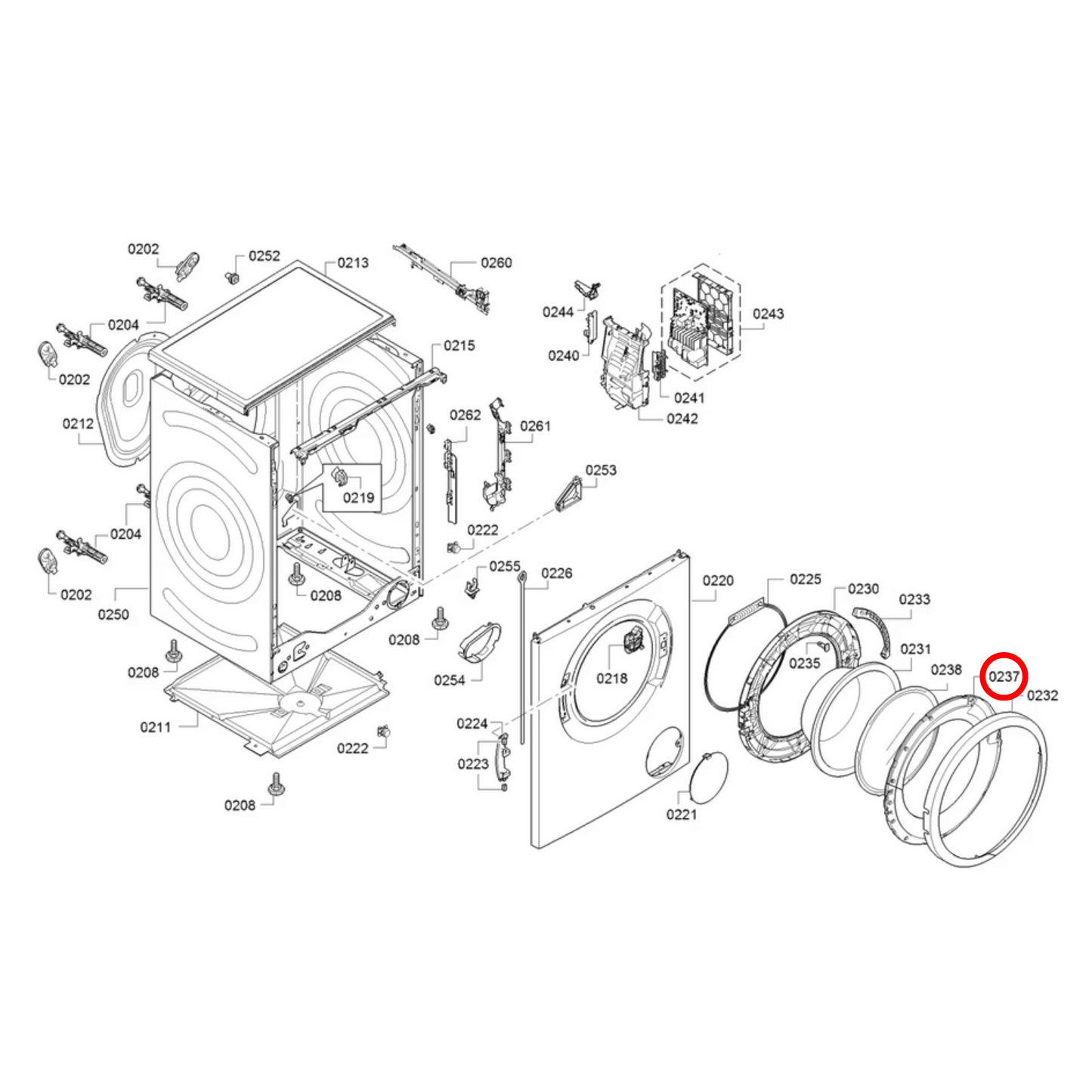 20001367 Bosch Washing Machine Door Spacer Outer