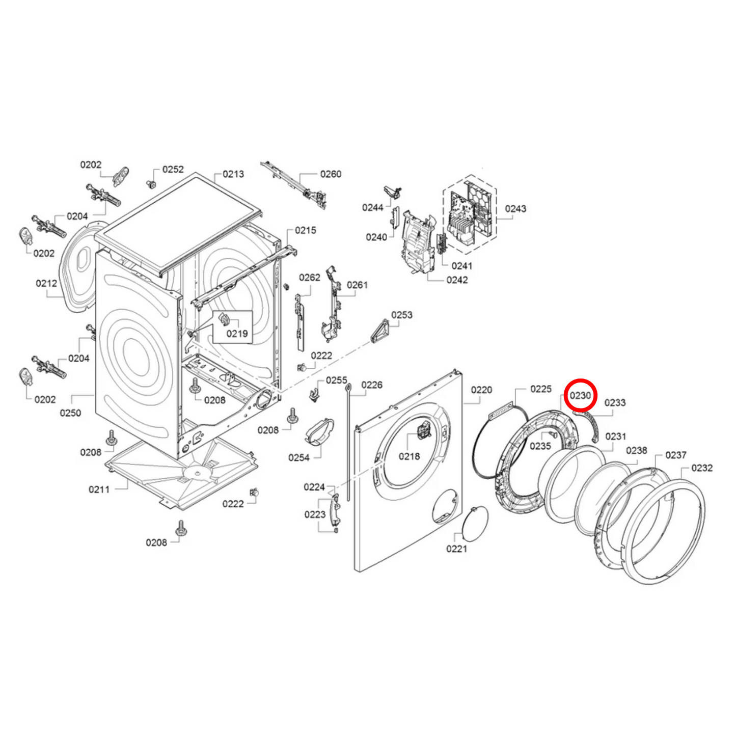 20001372 Bosch Washing Machine Window Frame - 00715019