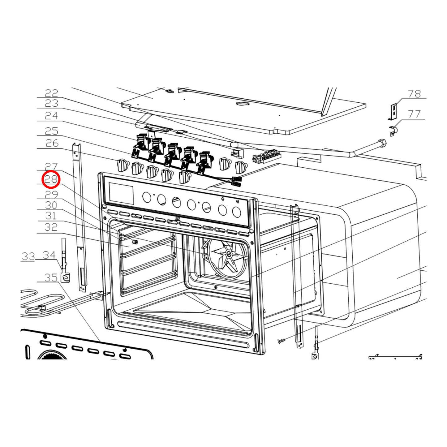 2041000001 Baumatic, Euromaid, Technika 900Mm Oven Door Seal - PA210044000