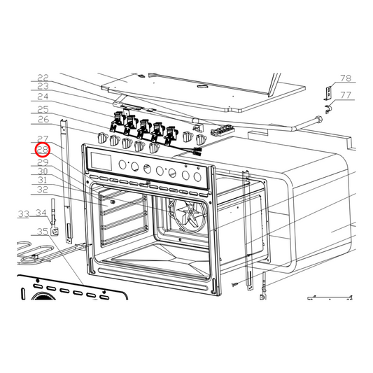 2041000001 Baumatic, Euromaid, Technika 900Mm Oven Door Seal - PA210044000