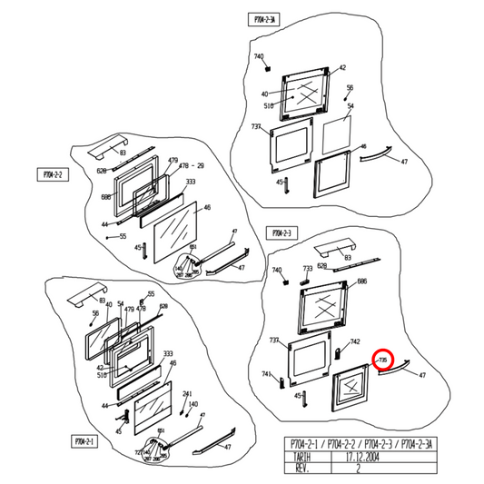 210410837 Euromaid Oven Outer Door Glass