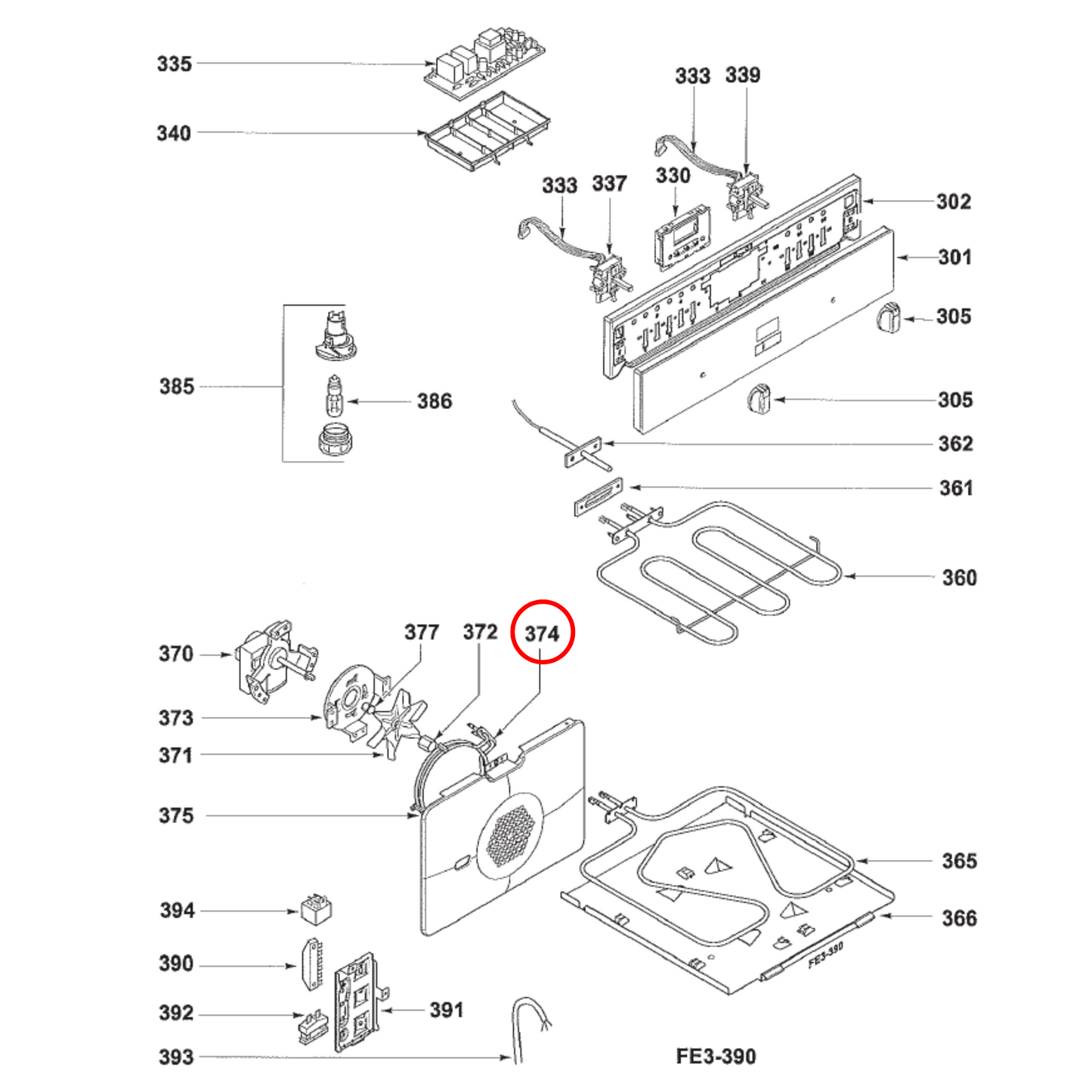 288977 Asko Oven Fan Forced Heating Element Long Neck