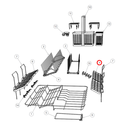 524180 Fisher & Paykel Dishwasher Cup Rack Right Hand 80MM