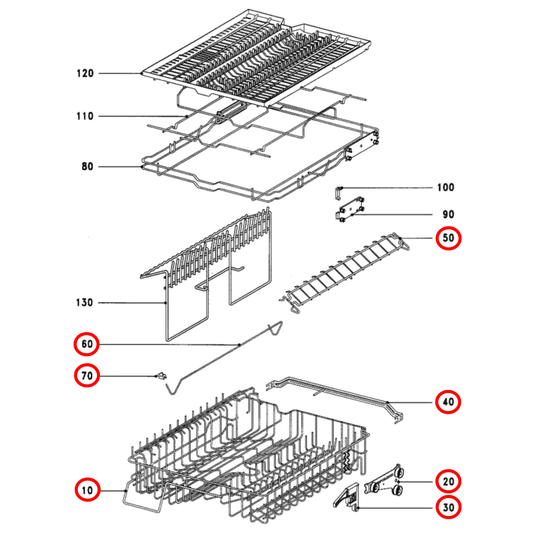5154177 Miele Dishwasher Upper Rack - 5154174