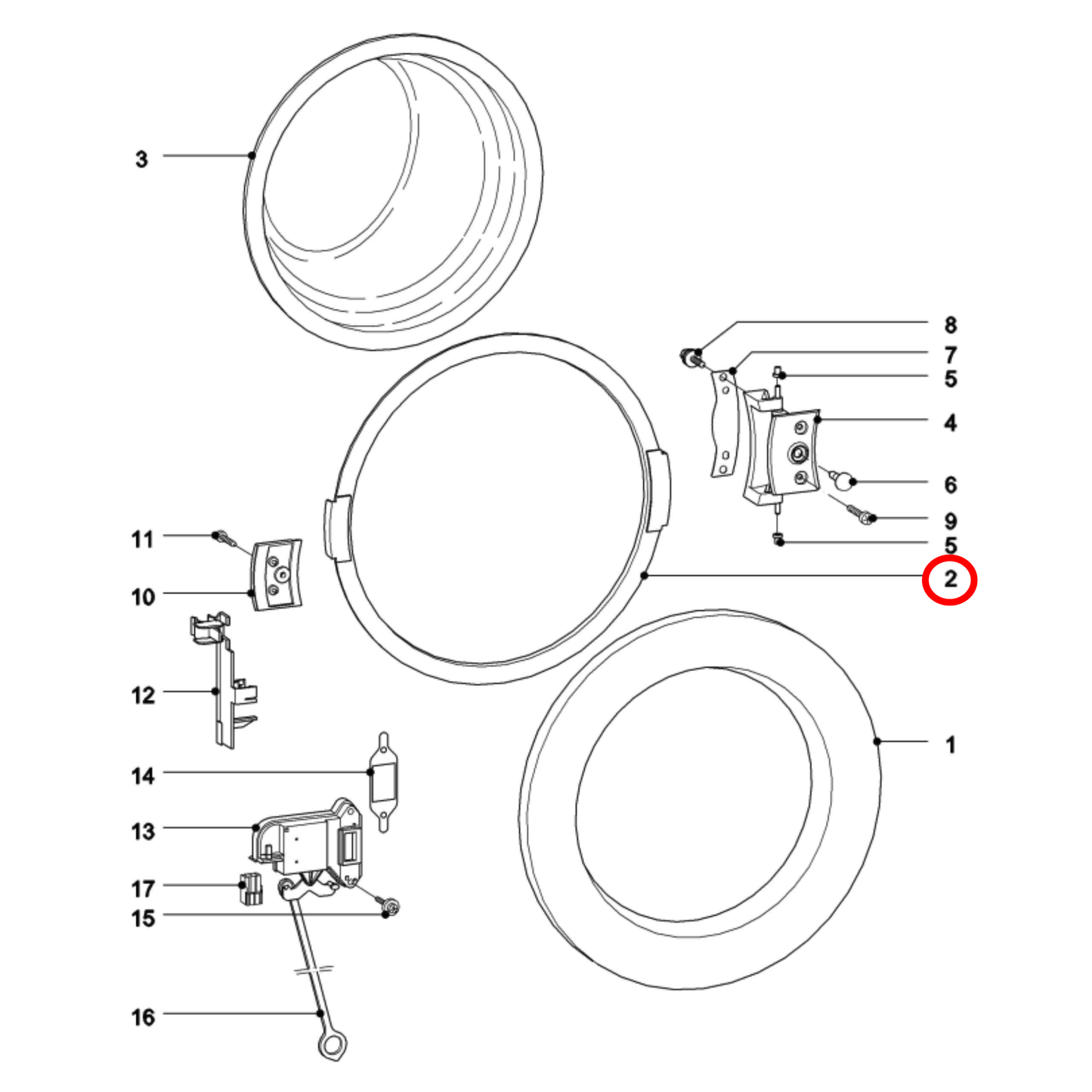 5067947 Miele Washing Machine Door Glass Ring - 5067944