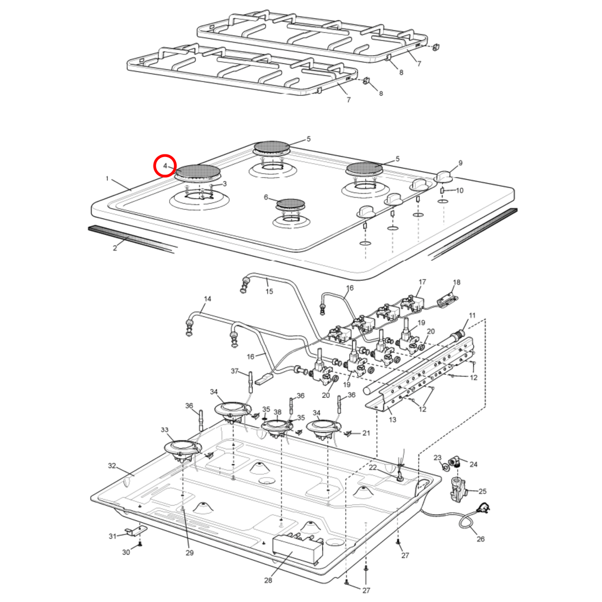 8583053819006 Westinghouse Cooktop Burner Crown And Cap - 305381900