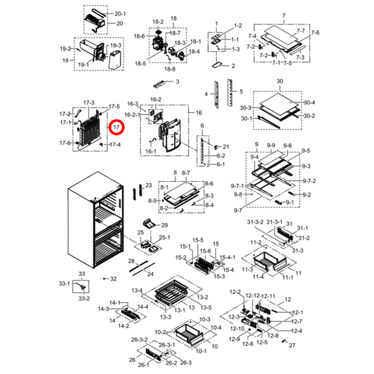 DA96-00842B Samsung Fridge Evaporator Assembly