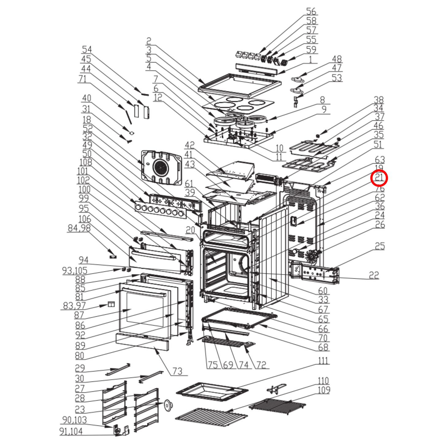 2041000005 Euromaid Oven Door Seal For Grill Cavity