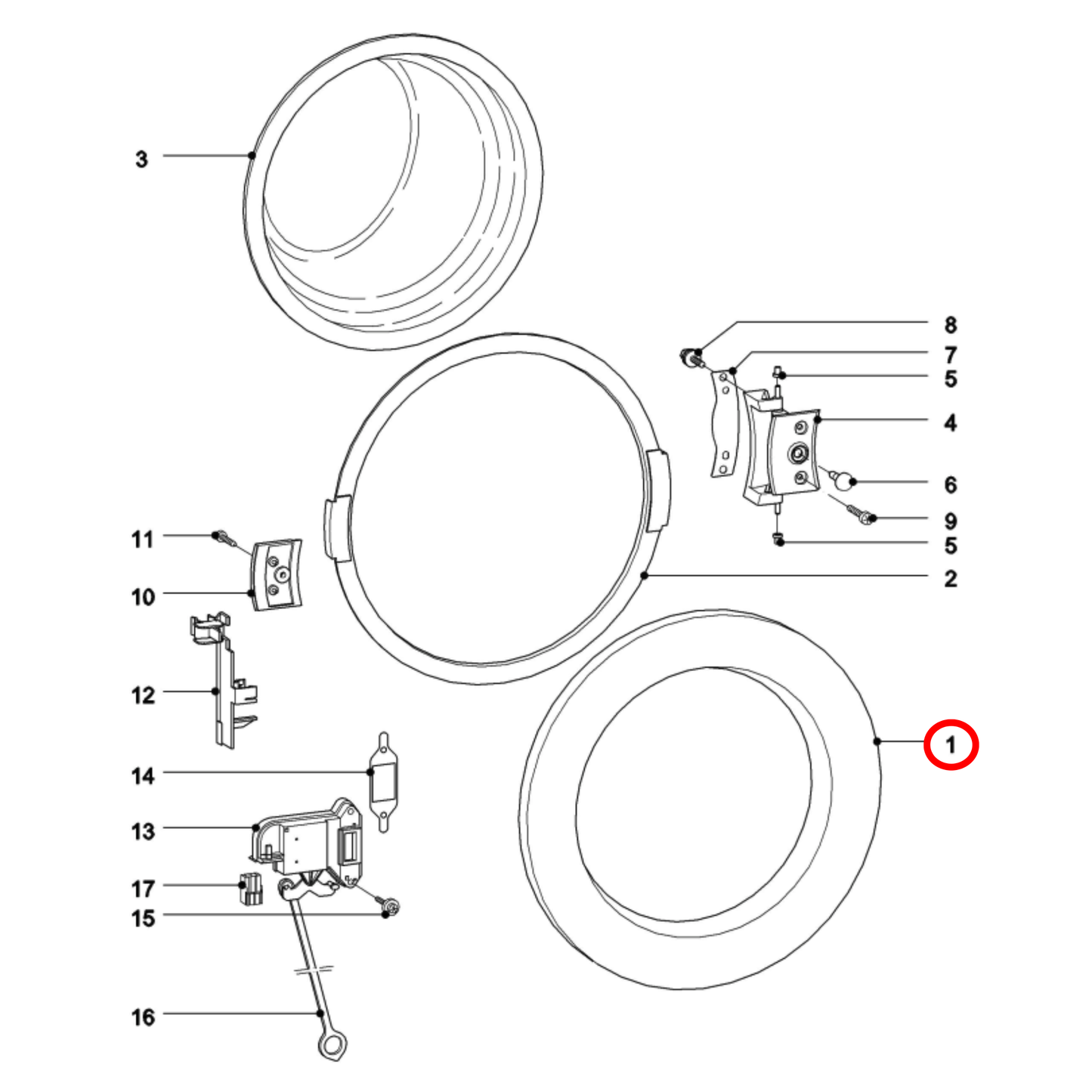 5763270 Miele Washing Machine Door Outer Ring