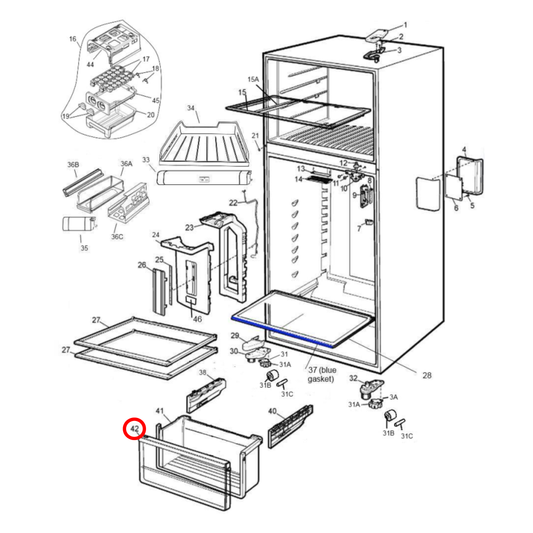 140012959130 Westinghouse Fridge Crisper Drawer Facia - A01295913