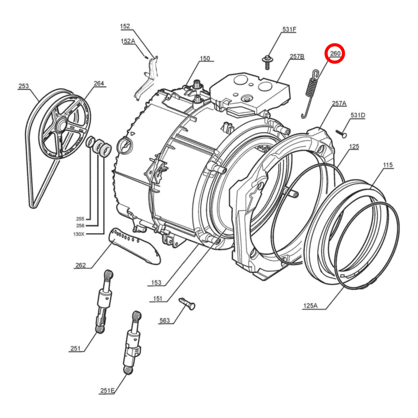 1327684005 AEG, Electrolux Washing Machine Tub Suspension Spring