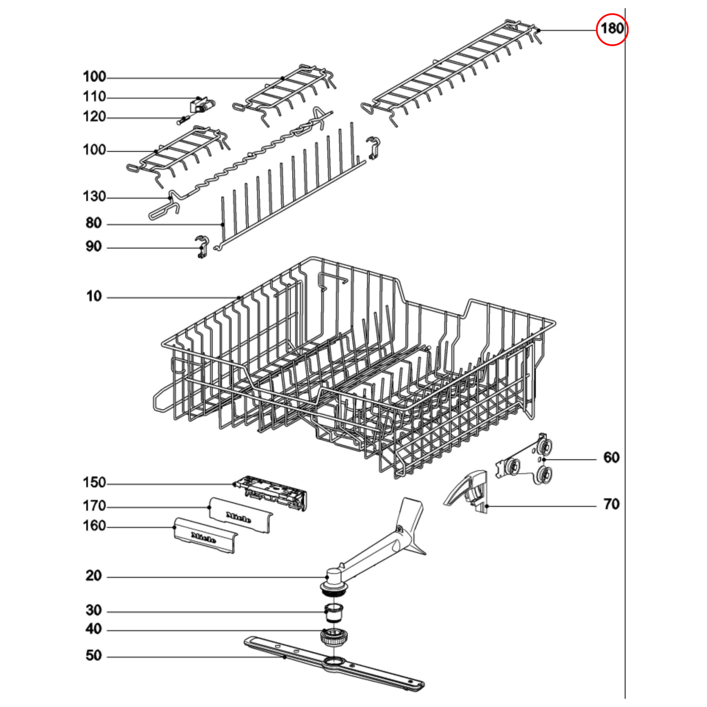 7501701 Miele Dishwasher Cup Rack