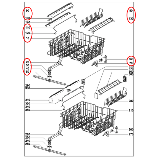 10094941 Miele Dishwasher Upper Basket - 10094940