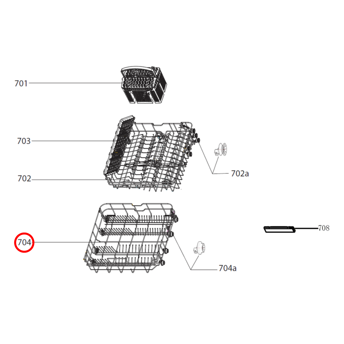 4055905493 Dishlex, Electrolux Dishwasher Lower Rack - 12976000003132