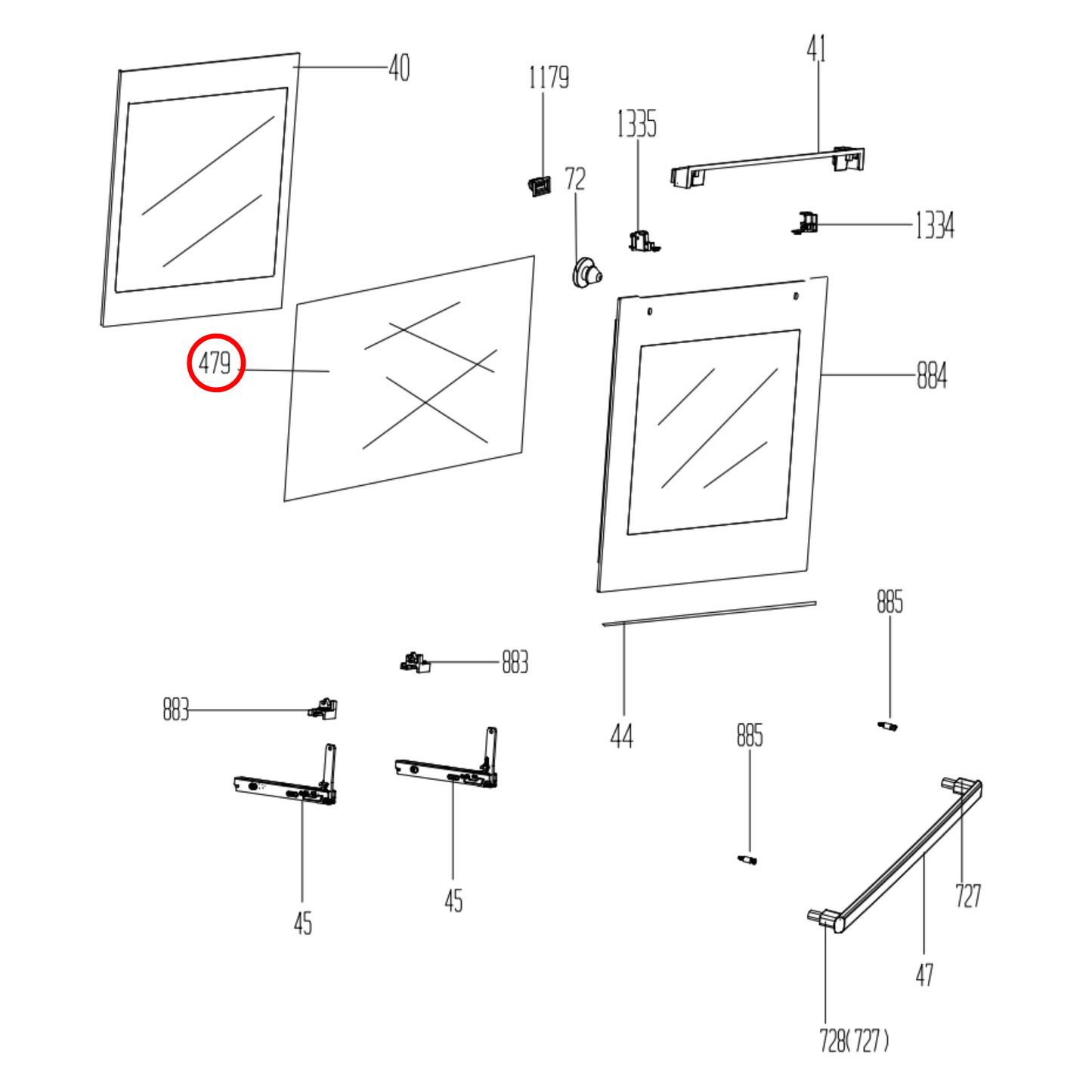 290440430 Beko, Euromaid Oven Door Middle Glass - C00874778