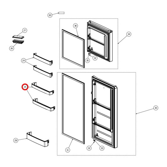 K4088102 Hisense Fridge Door Upper Shelf