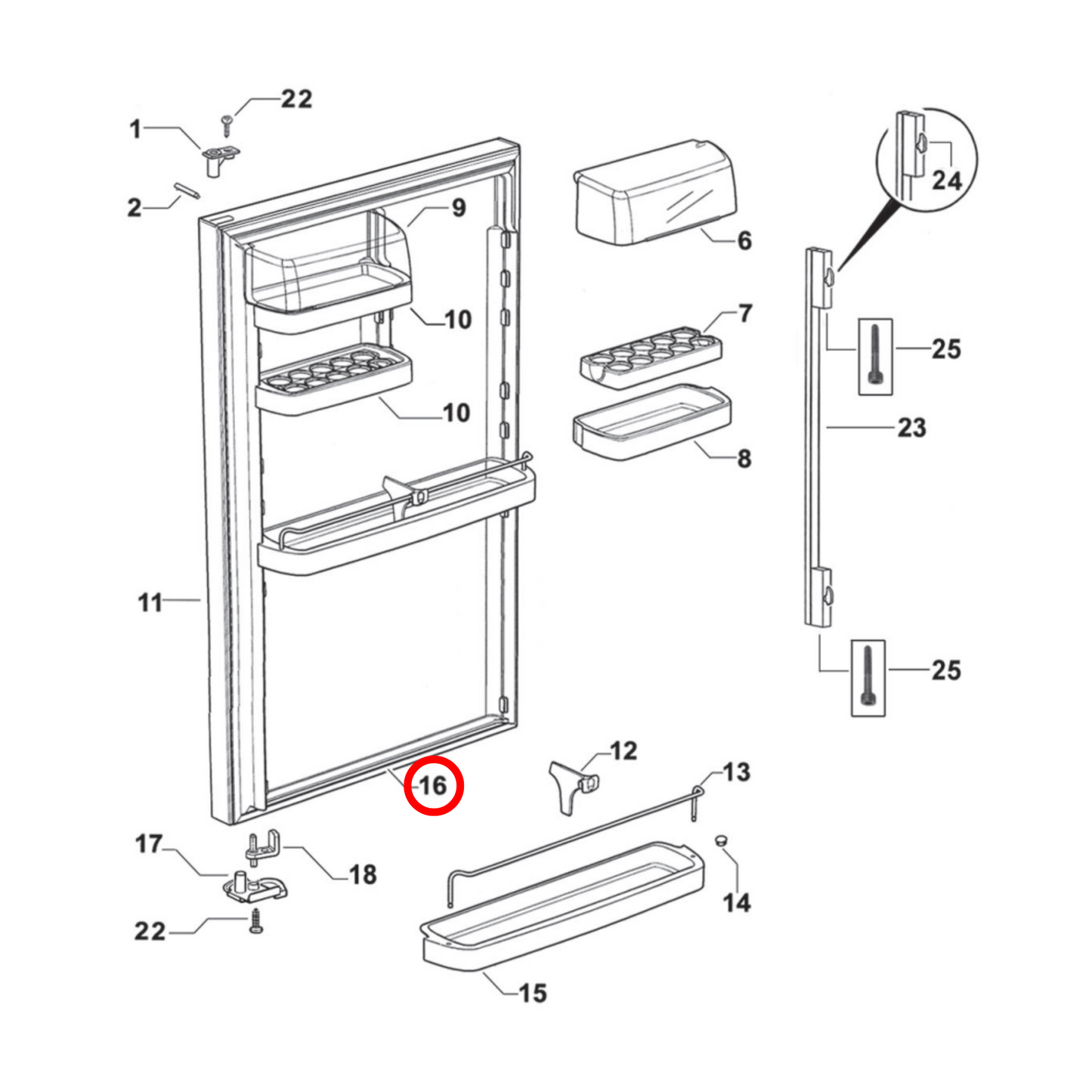 883066P Fisher & Paykel Fridge Freezer Seal - 845425P