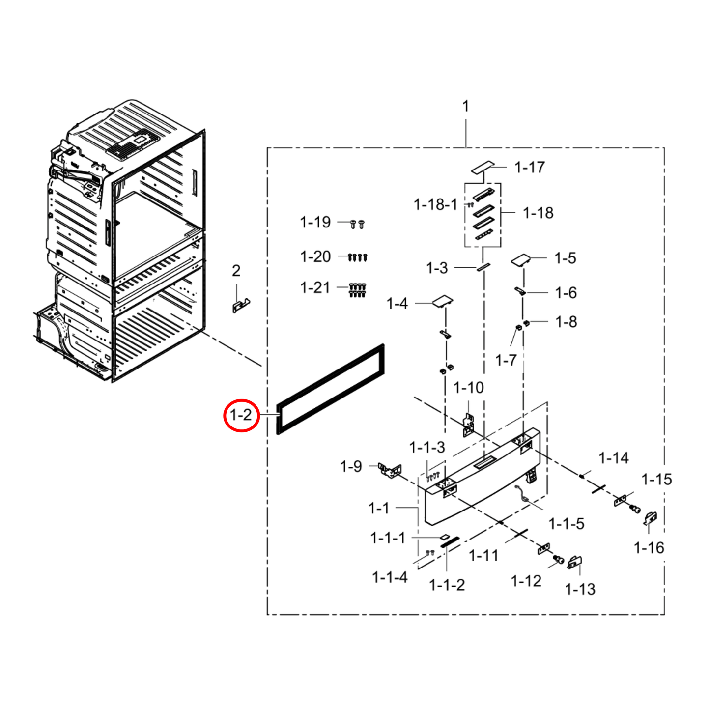 DA97-12522C Samsung Fridge Flex Zone Door Seal