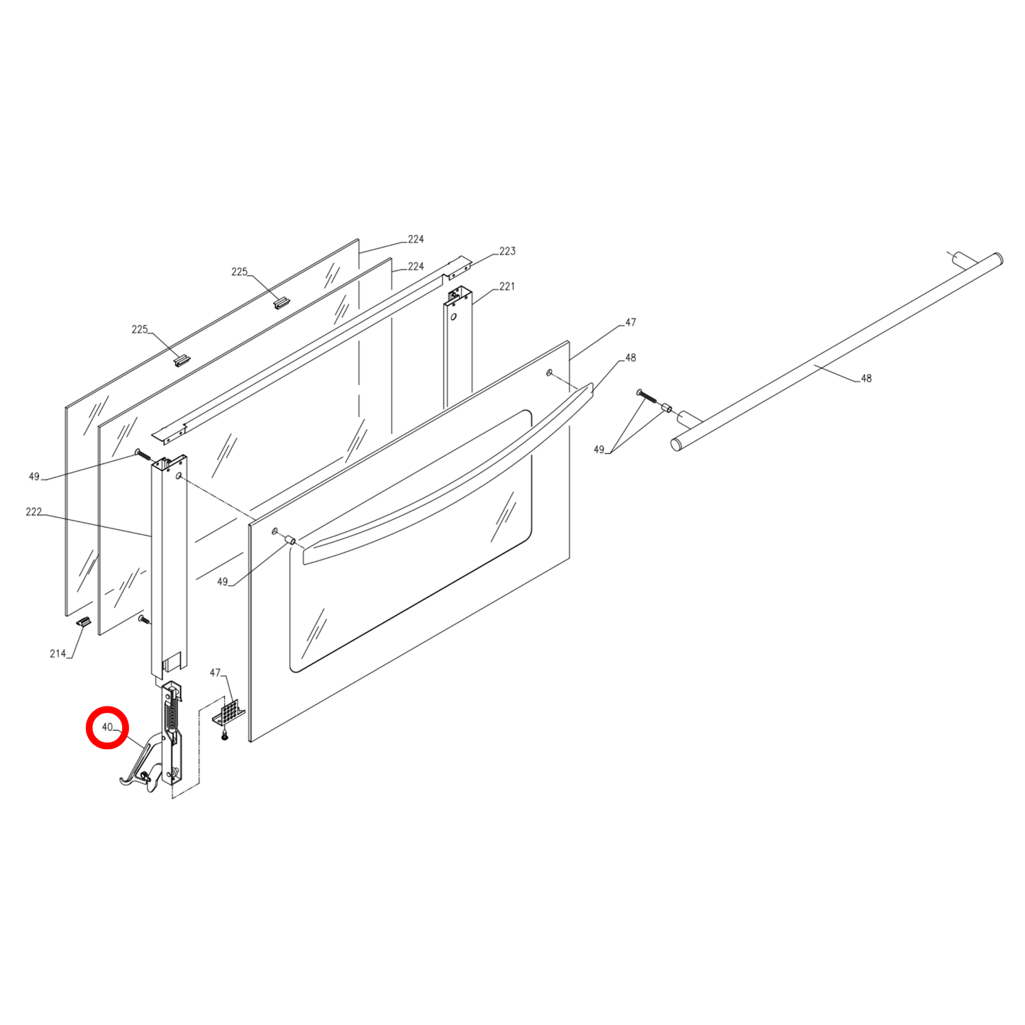 03040078 Baumatic, Damani, Lofra Oven Door Hinge