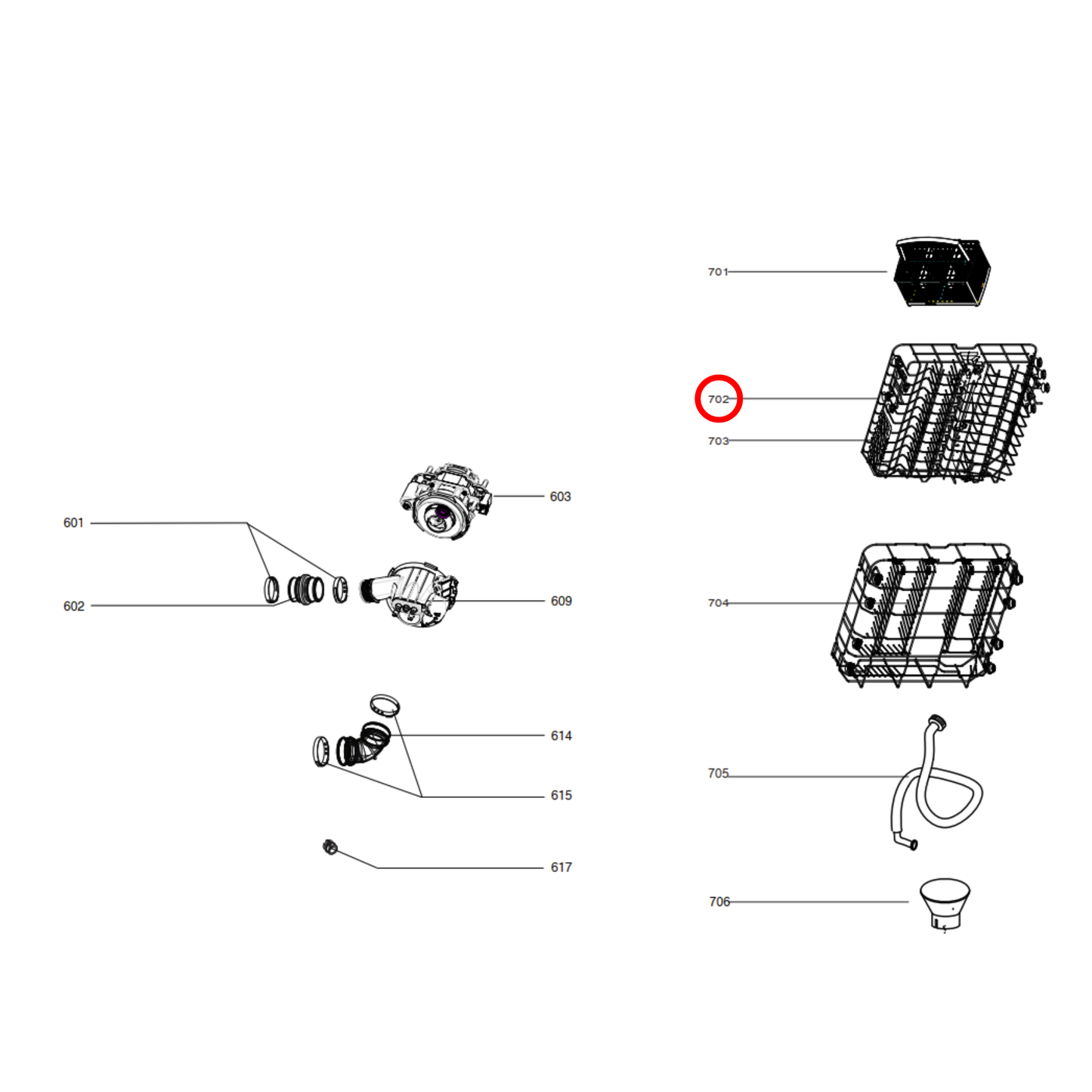 12976000005351 Technika Dishwasher Upper Rack