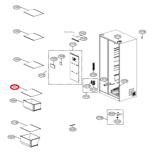 ACQ30340405 LG Fridge Crisper Cover Glass