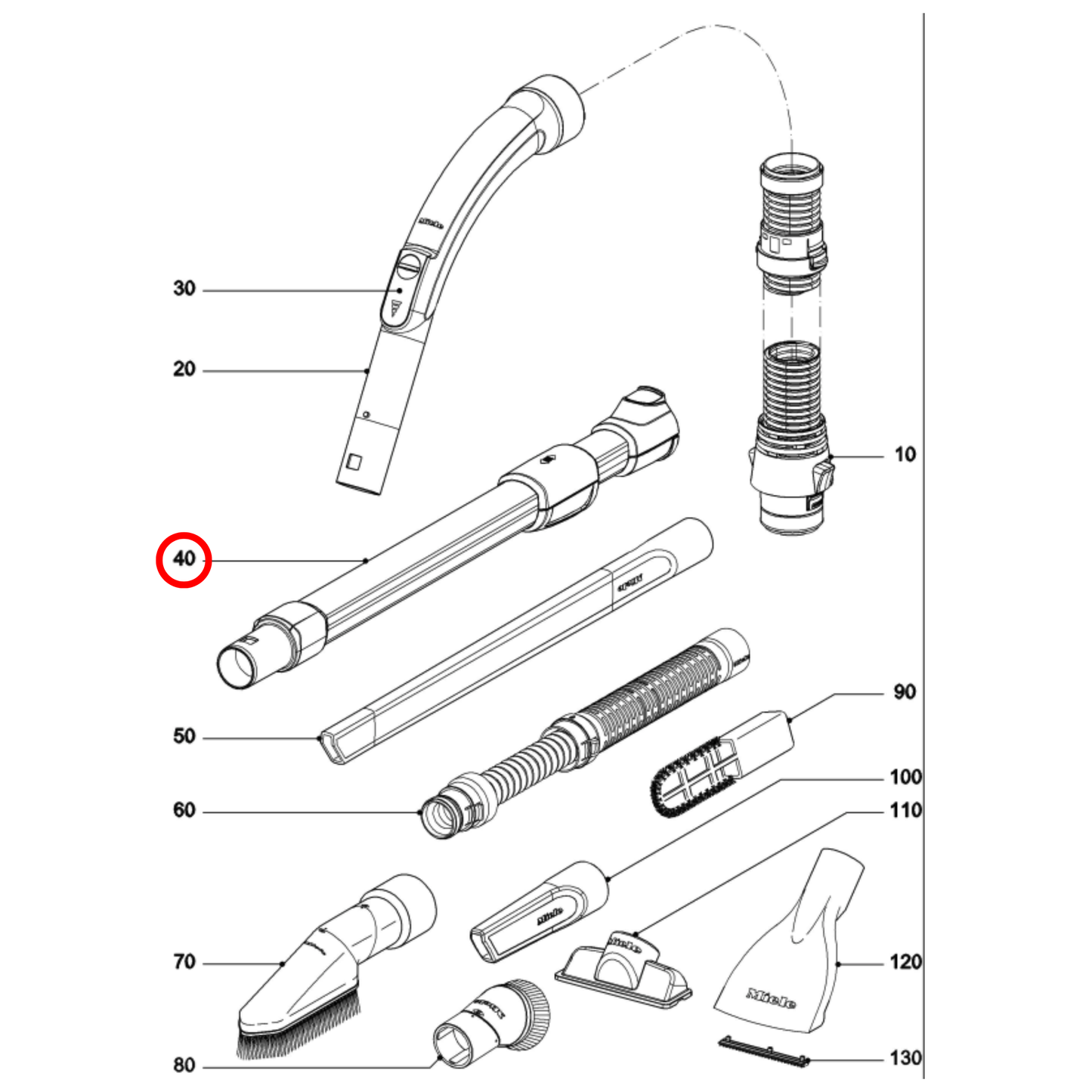 10615280 Miele Vacuum Cleaner Telescopic Pipe
