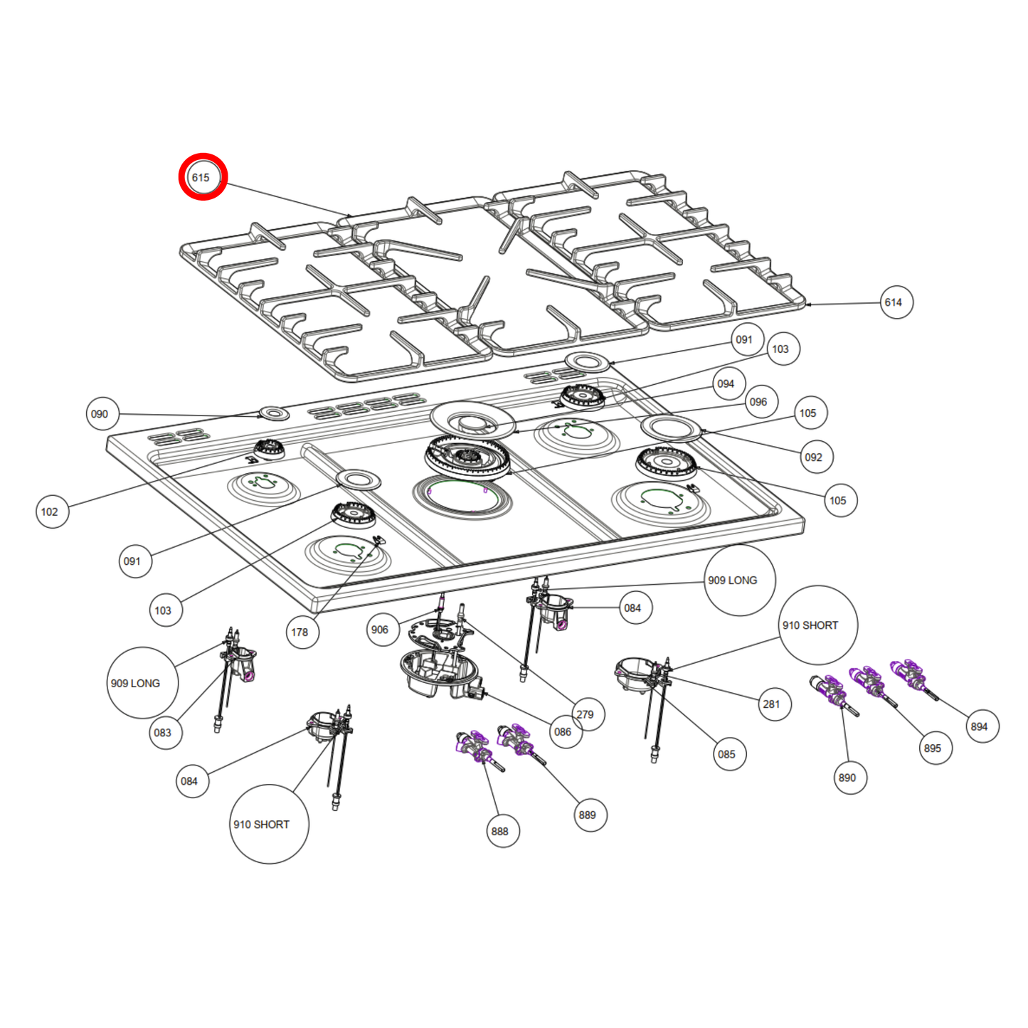 083579300 Belling Cooktop Trivet