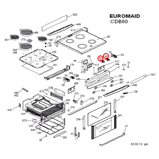 163100005 Beko, Euromaid Oven Selector Switch