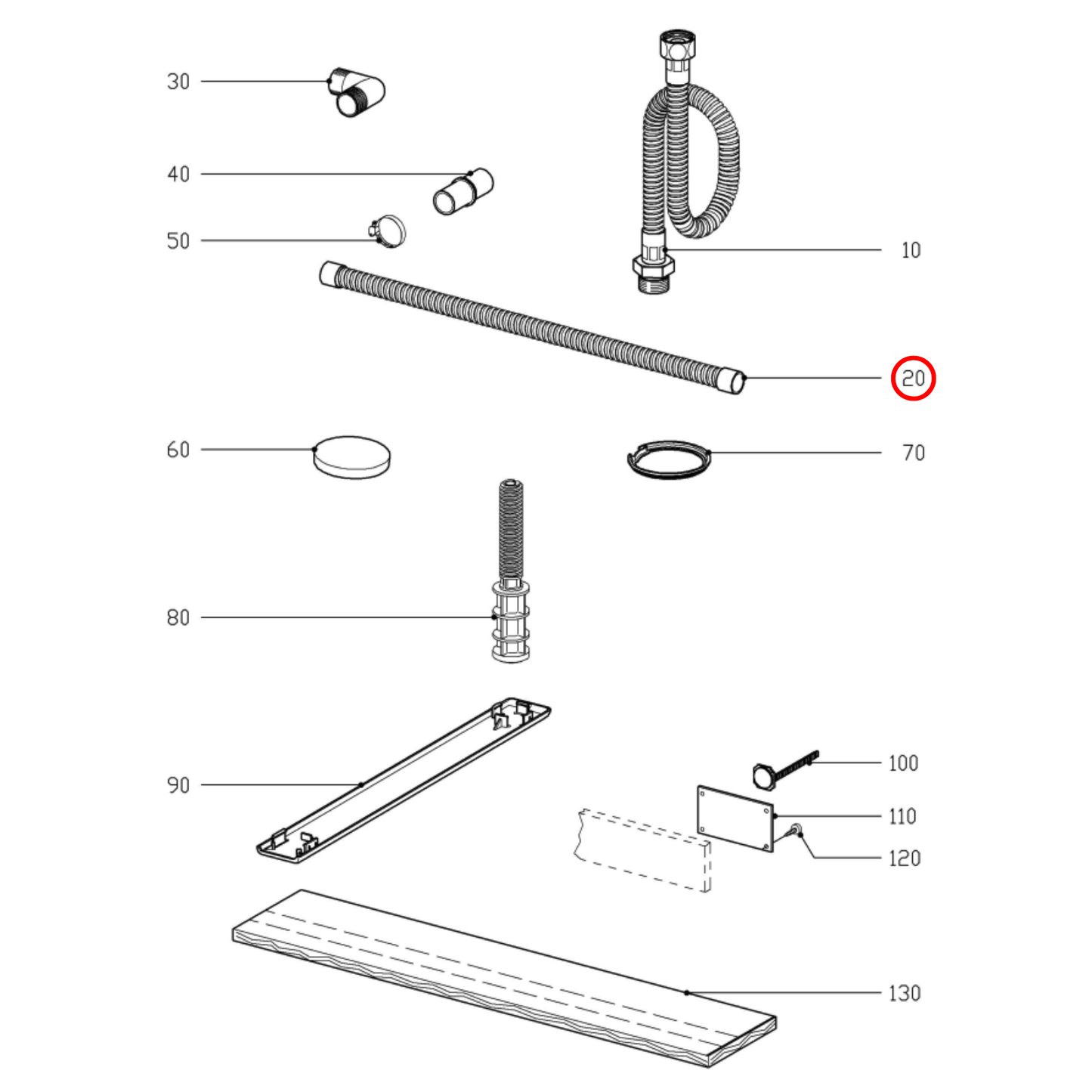 6401482 Miele Dishwasher Drain Hose 1.5M - 6401481