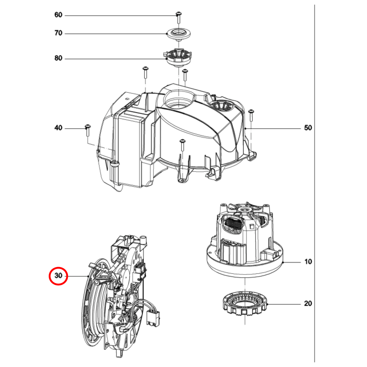 10170136 Miele Vacuum Cleaner Cable Reel - 10170133
