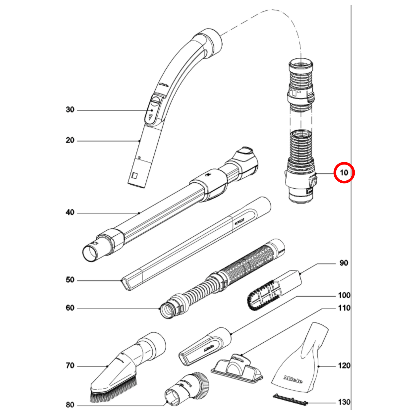 12537600 Miele Vacuum Cleaner Suction Hose - 9683031