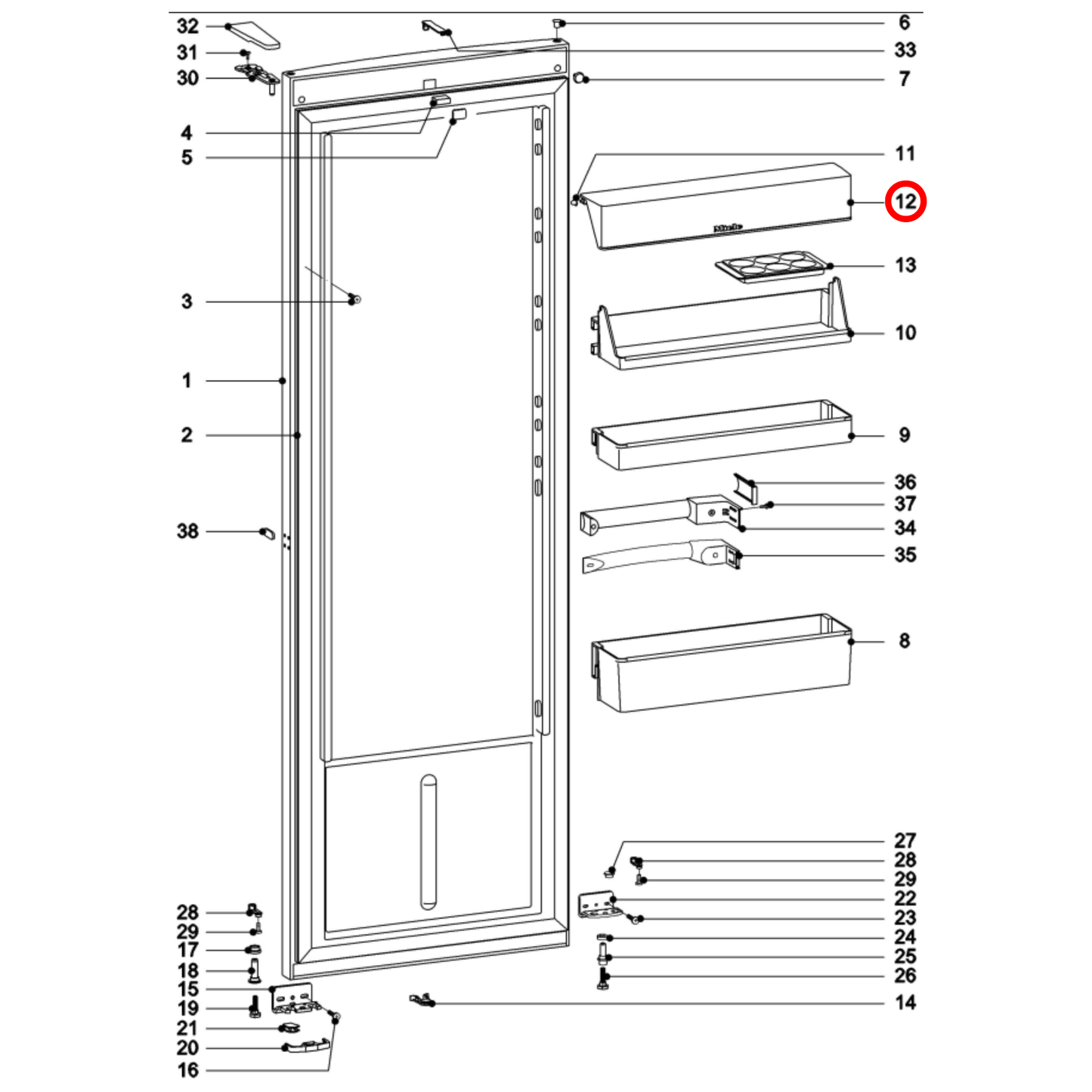 7303760 Miele Fridge Door Lid Butter Rack