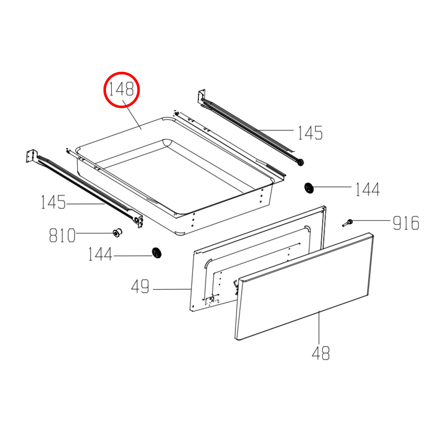218110269 Beko, Euromaid Oven Drawer Chamber - C00918537