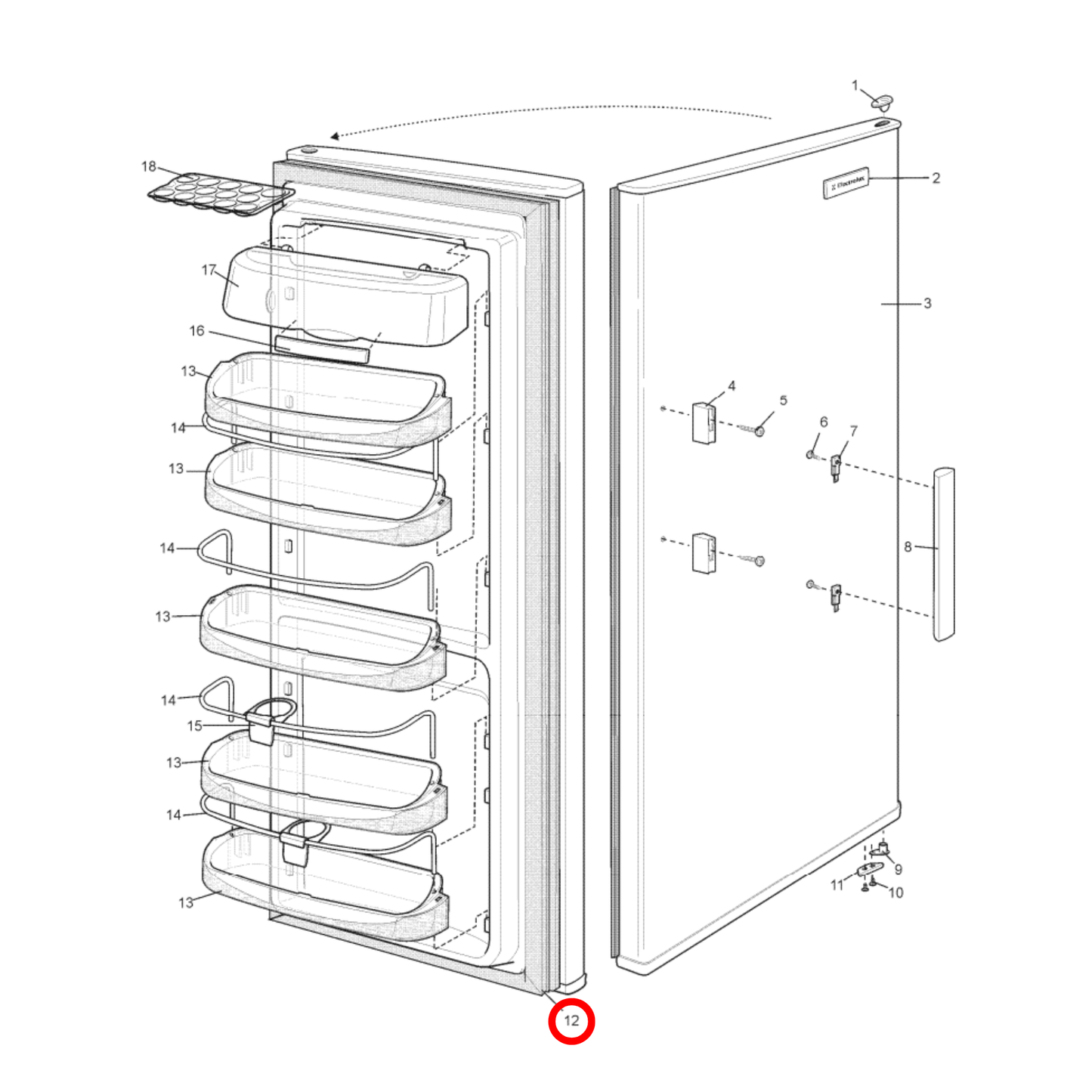 1760008660 Westinghouse Fridge Door Seal - 1436180K