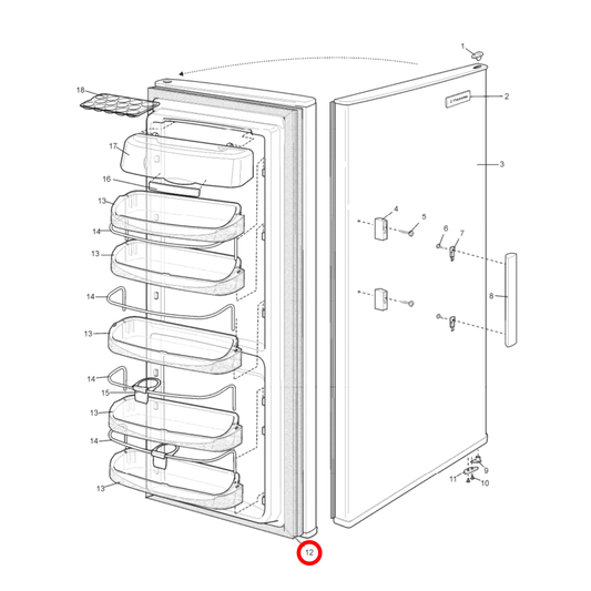1760008660 Westinghouse Fridge Door Seal - 1436180K