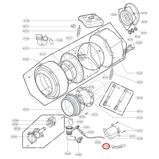 4738EN3001A LG Washing Machine Tub To Pump Hose