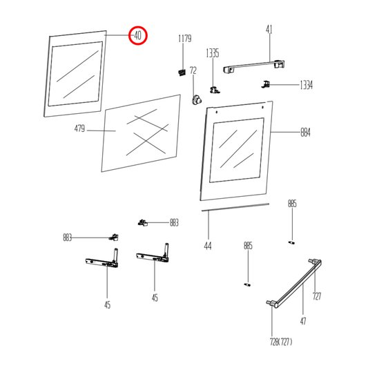 290440376 Baumatic, Euromaid Oven Door Inner Glass
