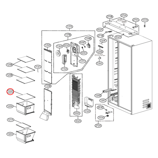 ACQ30340407 LG Fridge Crisper Drawer Glass Shelf Cover - ACQ30340465