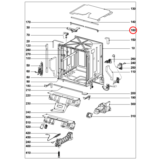 9573300 Miele Dishwasher Top Strip Cover Right Hand