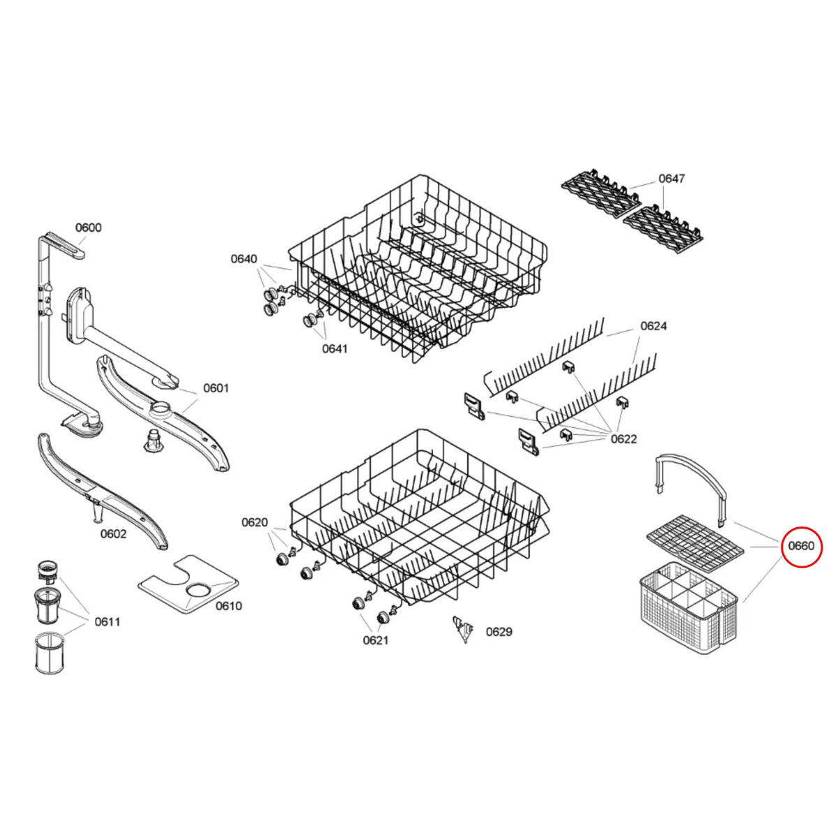 00621320 Bosch Dishwasher Cutlery Basket - 00093046