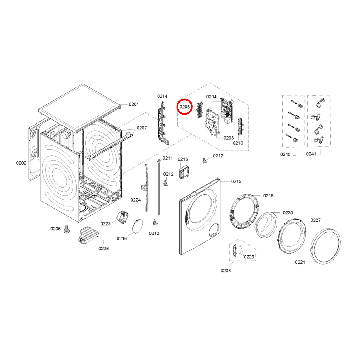 10003367 Bosch Washing Machine PCB Control Module Cover Plugbar Left