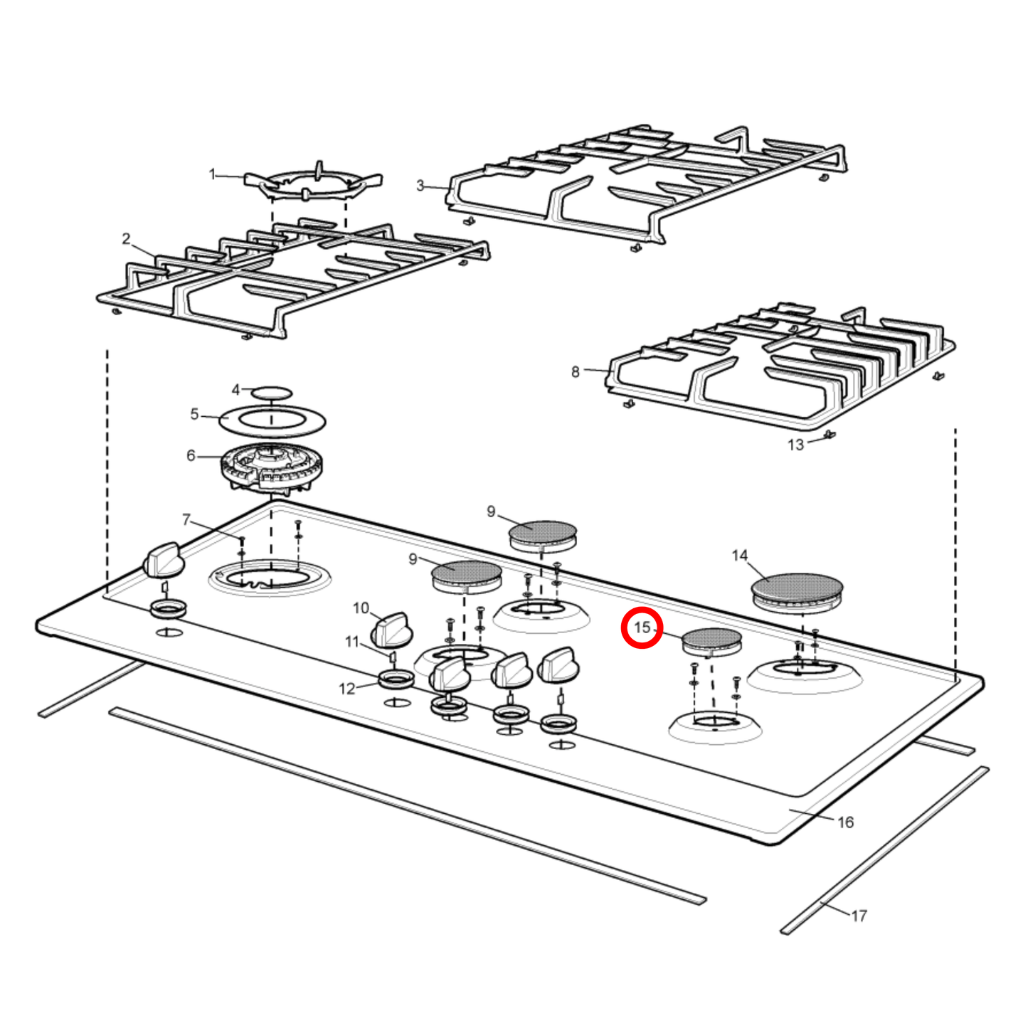 8583053817000 Electrolux, Westinghouse Cooktop Burner Crown Cap Assembly - 305381700
